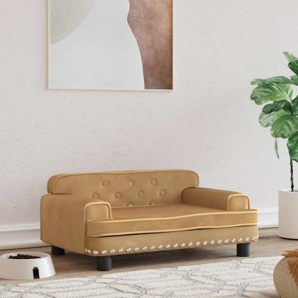 Кучешко легло Кафяв 70x45x30 см кадифе