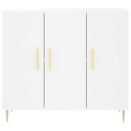 Сайдборд, бял, 90x34x80 см, инженерно дърво