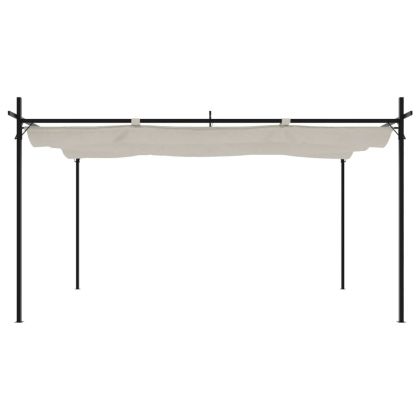 Пергола с прибиращ се покрив кремава 395x292x230 см