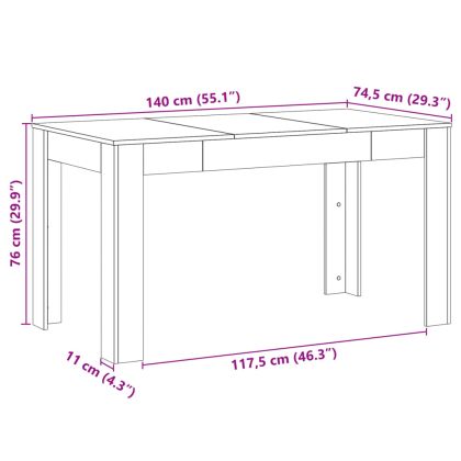 Трапезна маса Artisan Oak 140x74,5x76 cm Инженерна дървесина