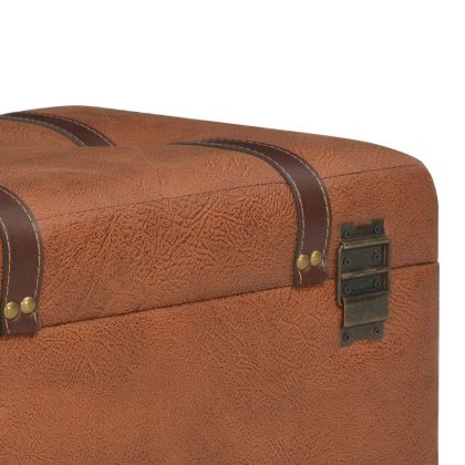 Табуретка за съхранение, 40 см, жълтокафява, изкуствена кожа