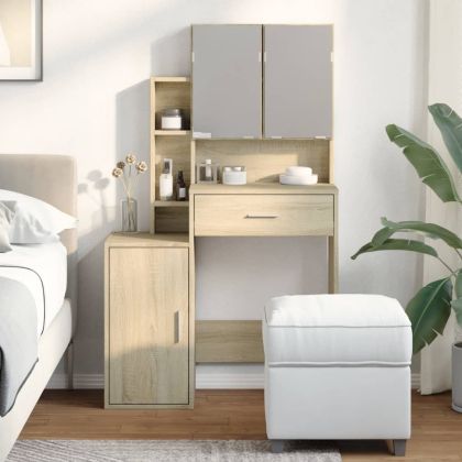 Тоалетка с шкаф, дъб сонома, 80x35x132 см