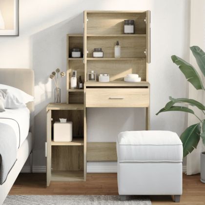 Тоалетка с шкаф, дъб сонома, 80x35x132 см