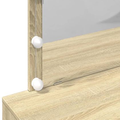 Тоалетка с LED, дъб сонома, 100x40x120 см