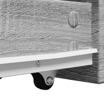 Тесен скрин за баня с колелца, сив сонома, инженерно дърво