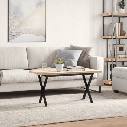 Кафе маса X-образна рамка 90x40x45,5 см бор масив и стомана