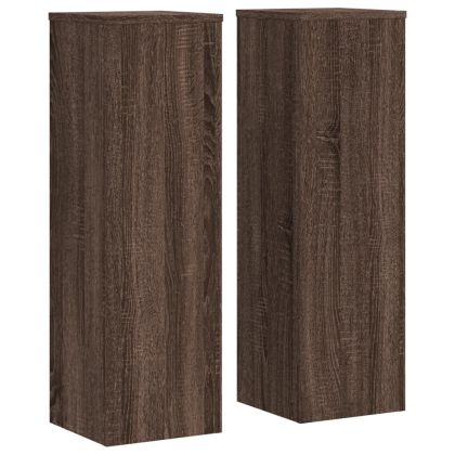 Стойки за растения 2 бр кафяв дъб 25x25x80 см инженерно дърво