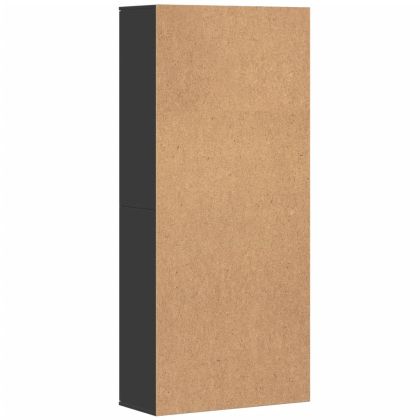 Висок шкаф, черен, 80x35x180 см, инженерно дърво