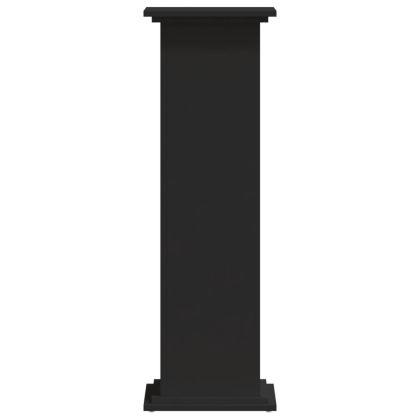 Поставка за растения, черна, 33x33x100 см, инженерно дърво