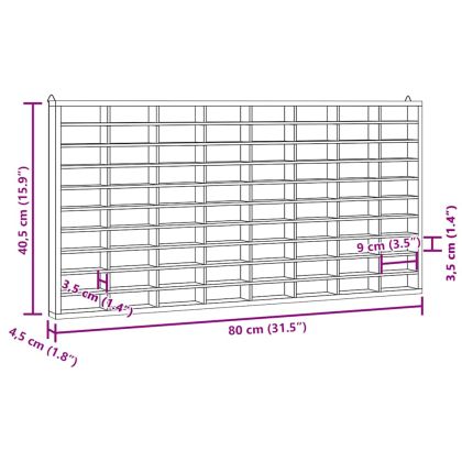 Дървена колекционерска витрина с 80 отделения 80x4,5x40,5 см