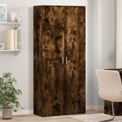 Висок шкаф, опушен дъб, 80x35x180 см, инженерно дърво