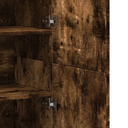 Висок шкаф, опушен дъб, 80x35x180 см, инженерно дърво