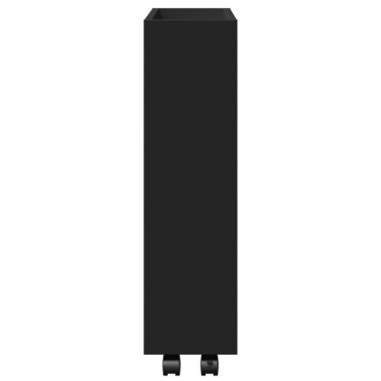 Тясна количка за съхранение, 3 нива, черна, инженерно дърво