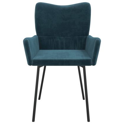 Трапезни столове, 2 бр, сини, кадифе