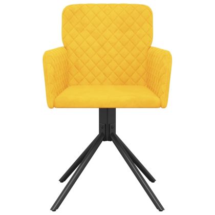 Въртящи трапезни столове, 2 бр, жълти, кадифе