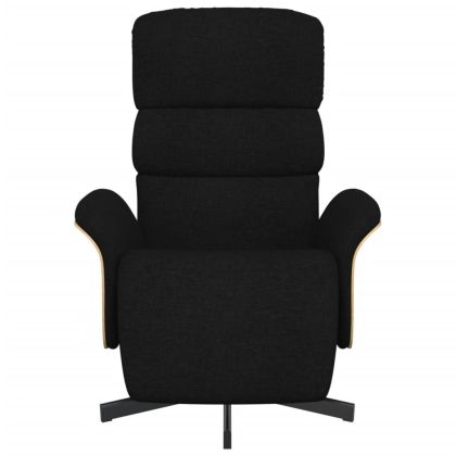 Релаксиращ стол с опора за крака, черен, текстил