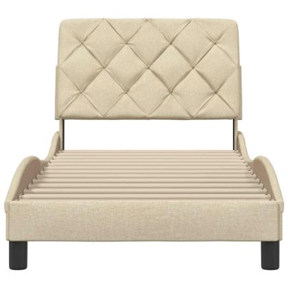 Рамка за легло без матрак, кремави, 90x190 см, плат