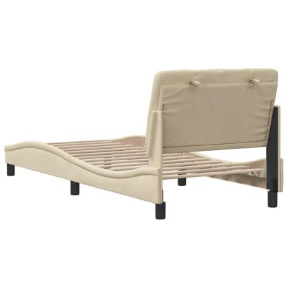 Рамка за легло без матрак, кремави, 90x190 см, плат