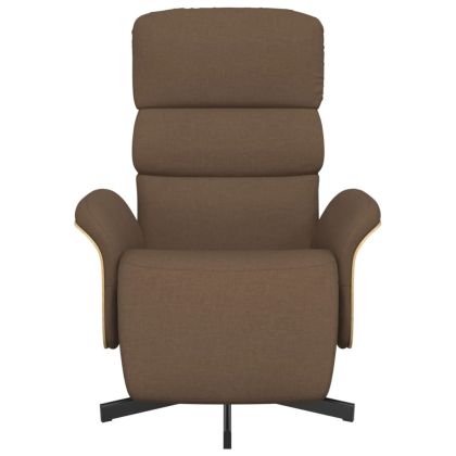 Реклайнер стол с поставка за крака, кафяв, плат