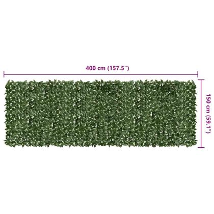 Балконски параван с тъмнозелени листа, 500x150 см