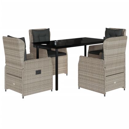 Градински трапезен комплект 5 части с възглавници светлосив