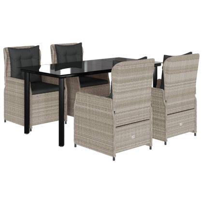 Градински трапезен комплект 5 части с възглавници светлосив