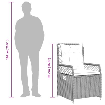 Градински комплект с възглавници 5 части кафяв полиратан