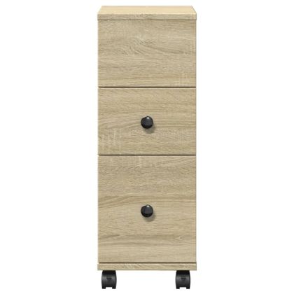 Тесен шкаф за баня с колелца, дъб сонома, инженерно дърво