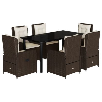 Градински трапезен комплект възглавници 7 части кафяв полиратан
