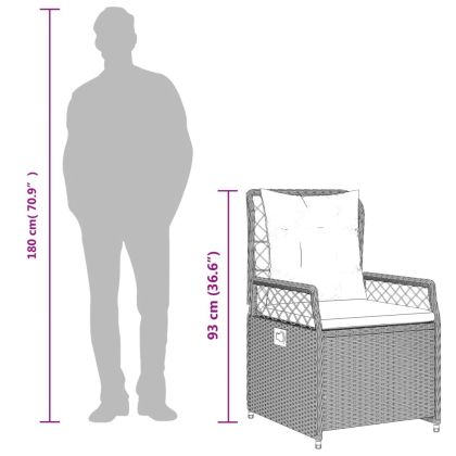 Градински трапезен комплект 5 части с възглавници светлосив