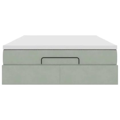 Османско легло с матрак Светло сиво 140x200cm кадифе