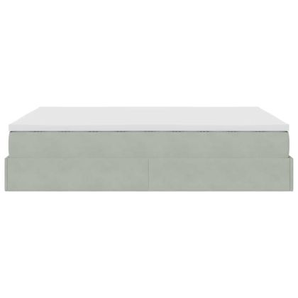 Османско легло с матрак Светло сиво 140x200cm кадифе