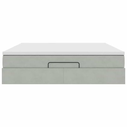 Османска легло с матрак, светлосиво, 160x200 см, кадифе
