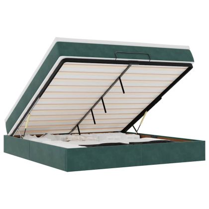 Османска легло с матрак, тъмнозелено, 160x200 см, кадифе