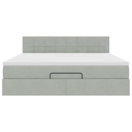 Османска легло с матрак, светлосиво, 160x200 см, кадифе