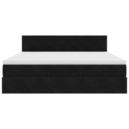 Османска легло с матрак, черно, 160x200 см, кадифе