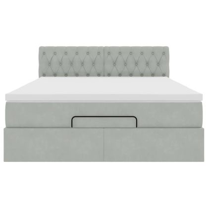 Османско легло с матрак Светло сиво 140x200cm кадифе
