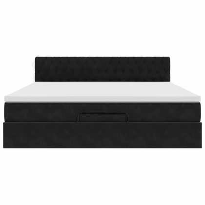 Османска легло с матрак, черно, 160x200 см, кадифе