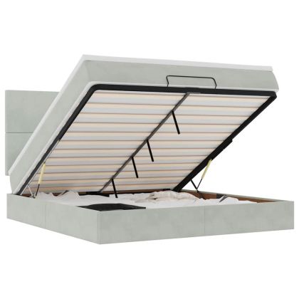 Османска легло с матраци, светлосиво, 160x200 см, кадифе