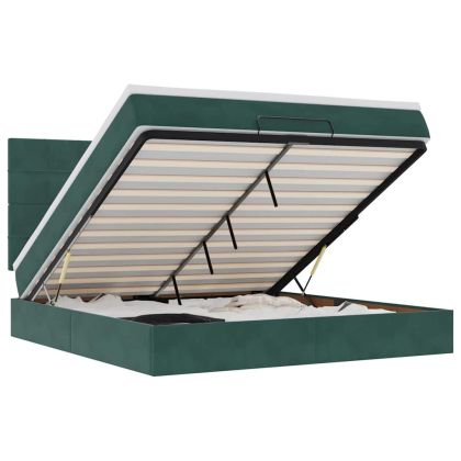 Османска легло с матраци, тъмнозелено, 160x200 см, кадифе