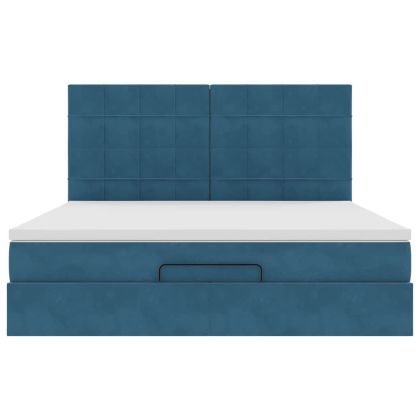 Османска легло с матраци, тъмносиньо, 160x200 см, кадифе