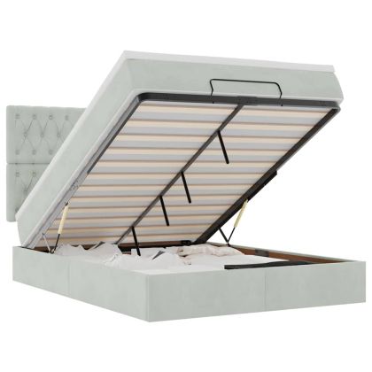 Османско легло с матраци Светло сиво 140x200cm кадифе