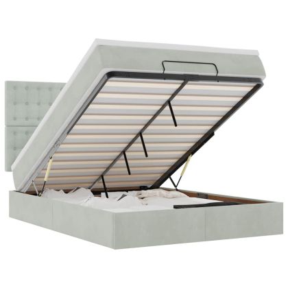 Османско легло с матраци Светло сиво 140x200cm кадифе