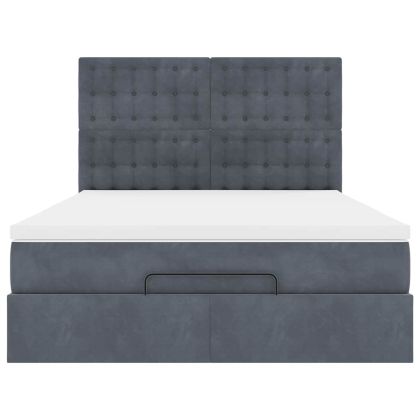 Османско легло с матраци Тъмно сиво 140x200cm кадифе