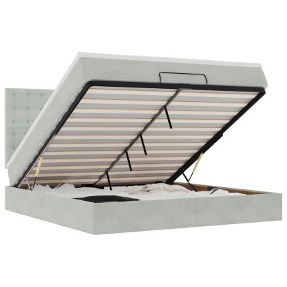 Османска легло с матраци, светлосиво, 160x200 см, кадифе