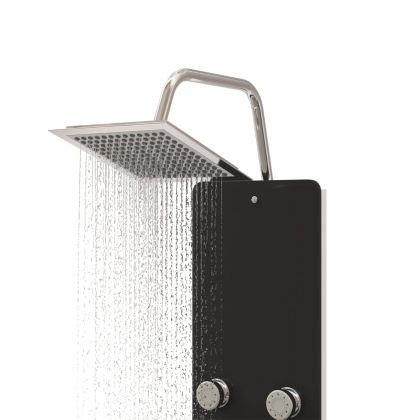 Душ панел, стъклен, 25x47,5x130 см, черен