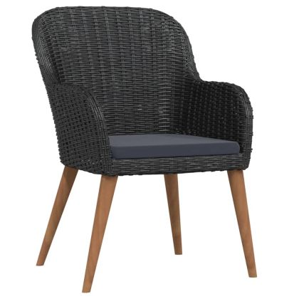 Градински трапезен комплект от 5 части с възглавници черен