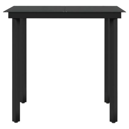 Градински трапезен комплект от 5 части с възглавници черен