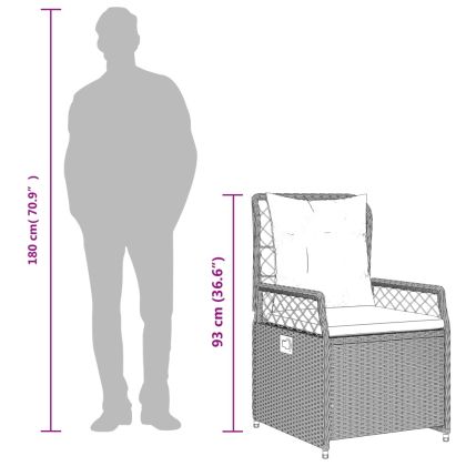 Градински трапезен комплект 5 части с възглавници светлосив