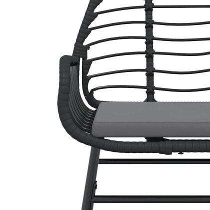 Градински комплект 9 части с възглавници черен полиратан стъкло